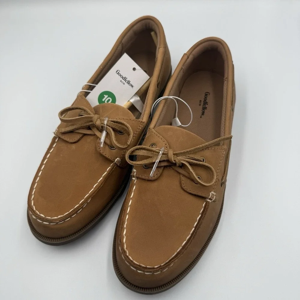 Goodfellow & Co Bennett Boat Shoes Men's Size 10 Cognac Leather NWT
